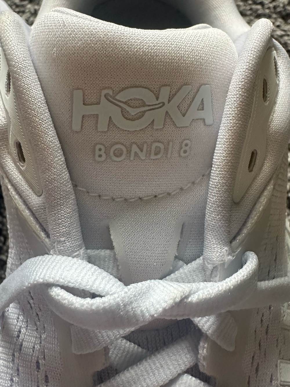 White Womens HOKA Bondi 8 White Running Walking Gym Sneakers Size 7 - Picture 8 of 15